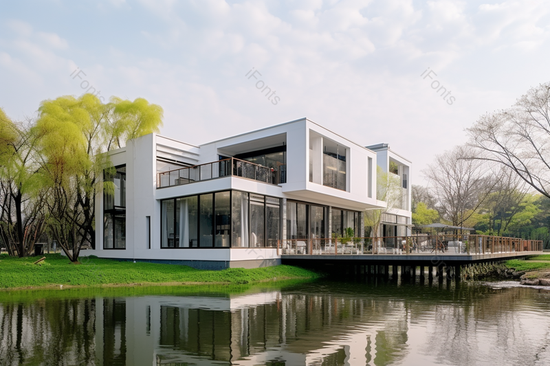 独栋别墅民宿全景苏州建筑水边建筑建筑摄影,高清,摄影图,摄影图片,图片大全,摄影图免费下载
